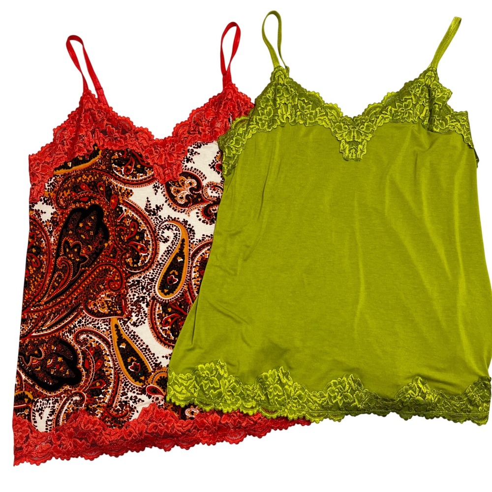 Lane Bryant Paisley Print/Green Bundle of 2 Lace Cami Tank Top‎ Women's 14/16